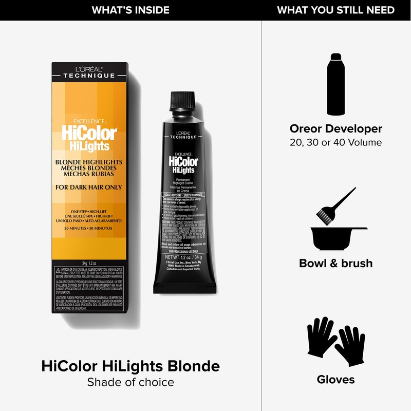 L'Oréal Technique HiColor Blonde HiLights Permanent Hair Color for Dark