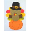 Cute Turkey on a pumpkin Thanksgiving Fall Paper Scrapbook Embellishment