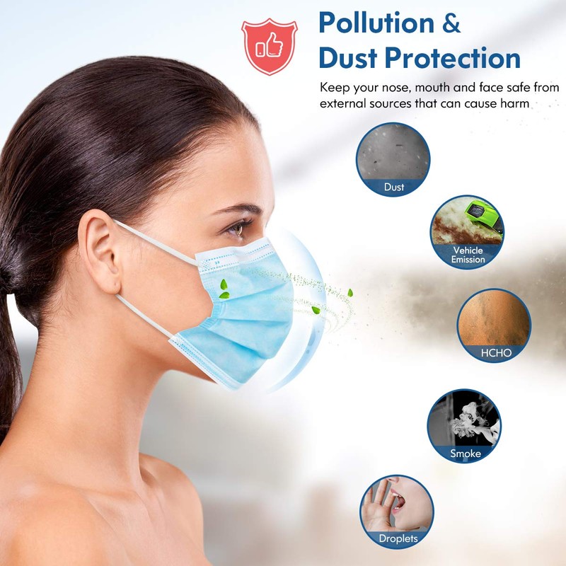 HDFK Face Mask Disposable Adults 3Ply Non-Woven with Nose Clip
