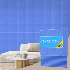 DOLLAR BOSS Large Cork Board for Wall 48" x 36" x 0.5" Bulletin Board 12 Packs Black Cork Board Tiles Self Adhesive Felt Wall Tiles with Pushpins, Corkboard for Office Pin Board Tack Board, Blue