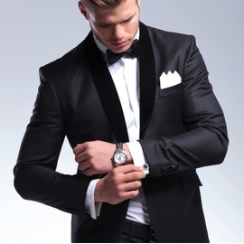 Colibri Daytona Cufflinks For Men - Designer Cufflinks with Black Genuine Leather Inlay - Pivoting Whale Back Closure - Polished Stainless Steel - Gift Box