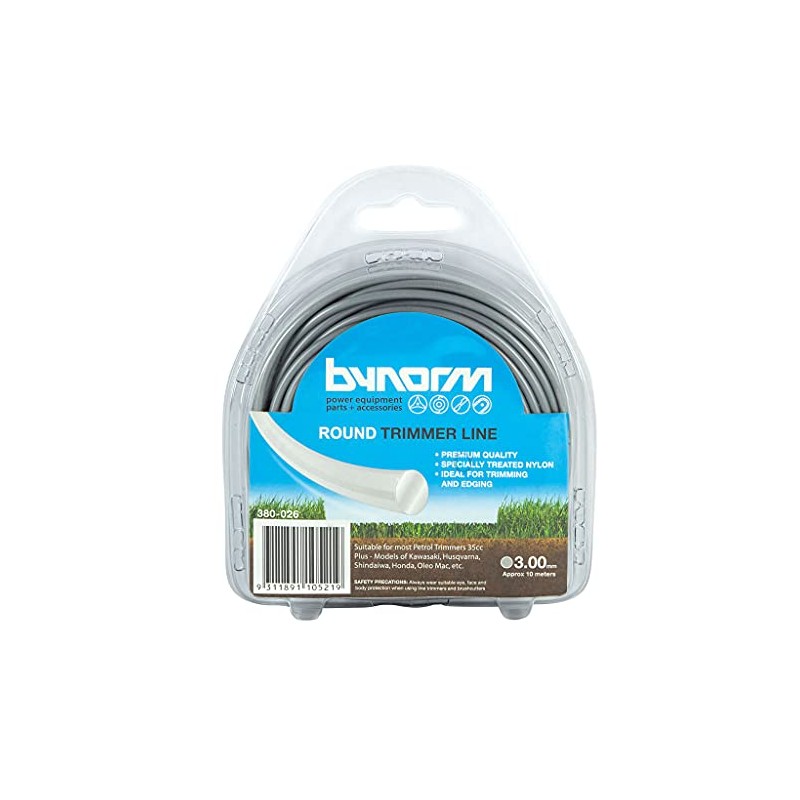 Bynorm 380-026 Round Trimmer Line, 3 mm Diameter, Grey