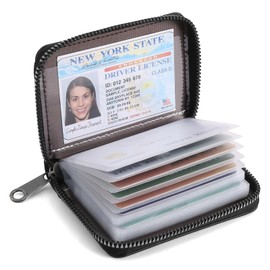 SENDEFN Women's Credit Card Holder Small Leather Card Case Compact ID Case Organizer Zipper Ladies Wallet with 22 Slots