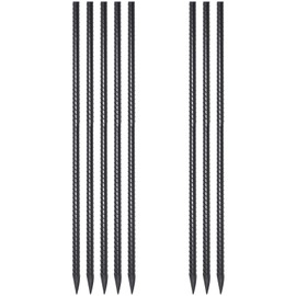 Metal Rebar Stakes 36 Inch 8 Pack Ground Stakes Heavy Duty 1/2 Inch Diameter with Chisel Point End Landscape Timber Spikes for Cement, Concrete Form, Plant Support, Black