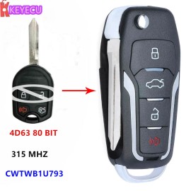 KEYECU Upgraded Flip KEY REMOTE  CLICKER 315MHz 4D63 80bit CHIP for FORD CWTWB1U793