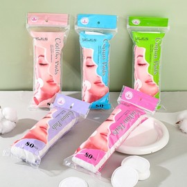 Disposable Round Cotton Pads for Skincare & Wet Compress, Portable Pinhole Design, 80 Counts Pack/Rose Red 10ea