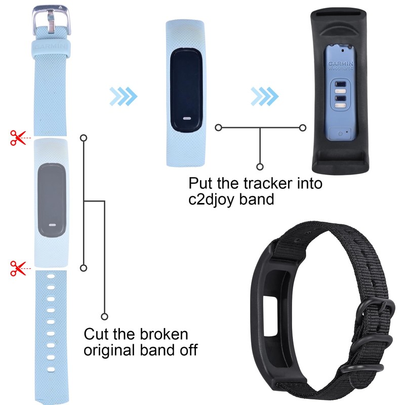 C2D JOY Canvas Nylon Bands Compatible with Garmin Vivosmart 4