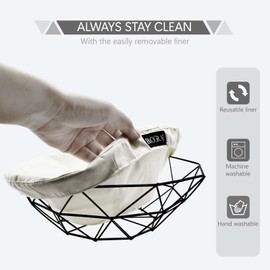 BIOGRAT® Metal Bread Basket with Linerfor Table Serving, Ø 26.5 cm Handmade Wire Fruit Bowl 1 Piece