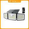 Daphino Solar Outdoor 2500LM Security Lights, 3 Heads Dimmable SpotLights
