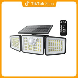 Daphino Solar Outdoor 2500LM Security Lights, 3 Heads Dimmable SpotLights with 3 Modes, IP65 Waterproof - Number of Items: 1 Pack