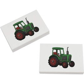 2 x 45mm 'Green Tractor' Erasers/Rubbers (ER00046941)
