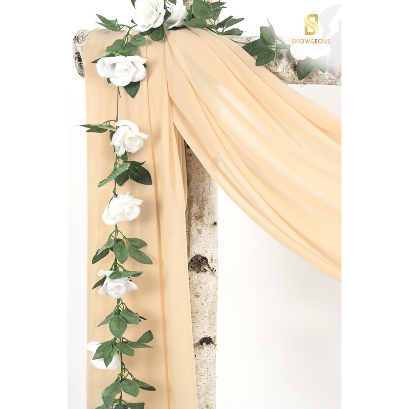 Showgeous Wedding Arch Draping Fabric 2 Panels 28" x20Ft Champagne