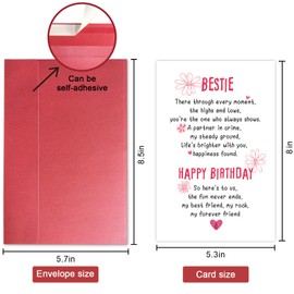 SuperShunhu Bestie Poem Birthday Card for Her, Heartfelt Best Friend Birthday Card, Happy Birthday to My Forever Friend