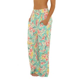 Salt Life Biscayne - Women's Linda Pants, Casual, Wide Leg, Beach Cover Ups for Women, Multicolor, Large