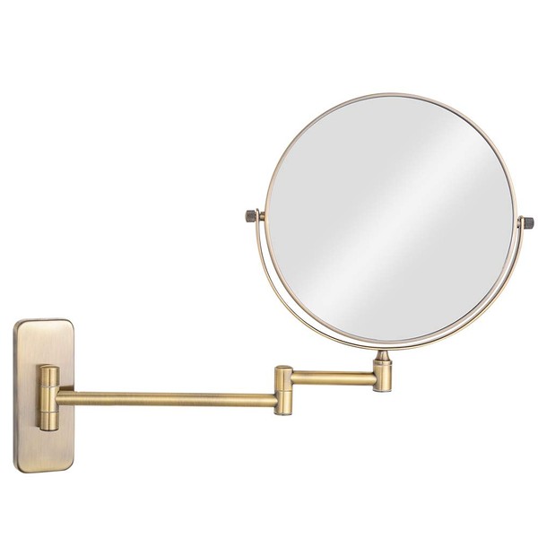 GURUN 8-Inch Double-Sided Wall Mount Makeup Mirror Antique Bronze with 7X Magnification Bathroom Mirror for Hotel Brushed Brass M1406K(8in,7X)
