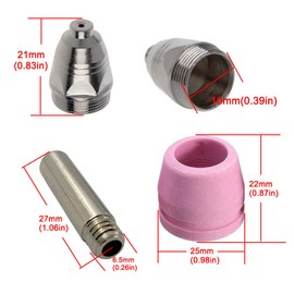 Plasma Cutter Consumables 50PCS WSD60 AG60 Non-Touch Pilot Arc Plasma Cutting Torch WSD-60 Accessories Electrodes Tips Nozzles Guides Kit Suitable for CUT50P CUT60P CUT-50F Cutting Machine