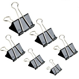 Apoulin Pinzas para carpeta de papel, 130 clips, varios tamaños (negro)