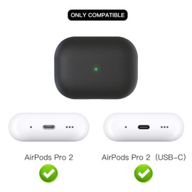 Liquid Silicone Case for AirPods Pro 2(2023/2022), Triple Layer Hybrid Protective Hard Case Shockproof Cover Compatible with AirPods Pro 2nd Generation(Black)