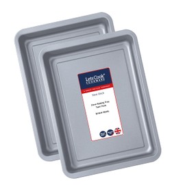Lets Cook Cookware - 23cm Mini Baking Oven Trays, Twin Pack (Set of 2), Non Stick, Air Fryer Compatible, British Made