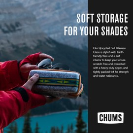 Chums Upcycled Felt Case for Sunglasses & Eyeglasses - Portable, Water-Resistant Holder & Scratch Free Lens Protection w/Zipper - Grey/Orange