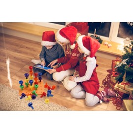 Toddlers Preschoolers 30 Pieces ABS Pegs Board Set Educational Puzzle Toy Color Recognition Sorting Counting Drawstring Backpack (Colorful)