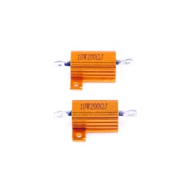 LM YN 10 Watt 200 Ohm 5% Wirewound Resistor Electronic Aluminium Shell Resistor Gold for Inverter LED Lights Frequency Divider Servo Industry Industrial Control 2-Pcs