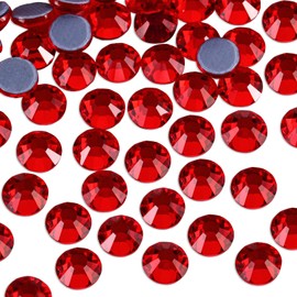 Beadsland Pack of 1440 Bright Red Hotfix Rhinestones, Heatfix Rhinestones for Crafts, Hotfix Crystal Round Gemstones, Light Red (SS16/3.8-4.0 mm)