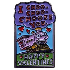 Ralph Lisa Valentine's Day I Choo Choo Choose You Card Train Love Hearts Animated Cartoon Comedy TV Show Animation Funny Humor Joke 1.3" Enamel Pin Badge