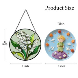 Lily of The Valley Stained Glass for Windows Hanging - 8'' Sun Catchers Indoor Window - Flower Suncatchers for Windows Hanging, Stain Glass Window Hangings for Decor, Wall Art, Gifts for Women