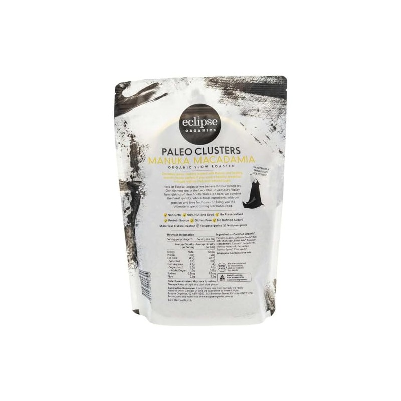 Eclipse Organics Paleo Clusters Manuka Macadamia 450g - Granola, No