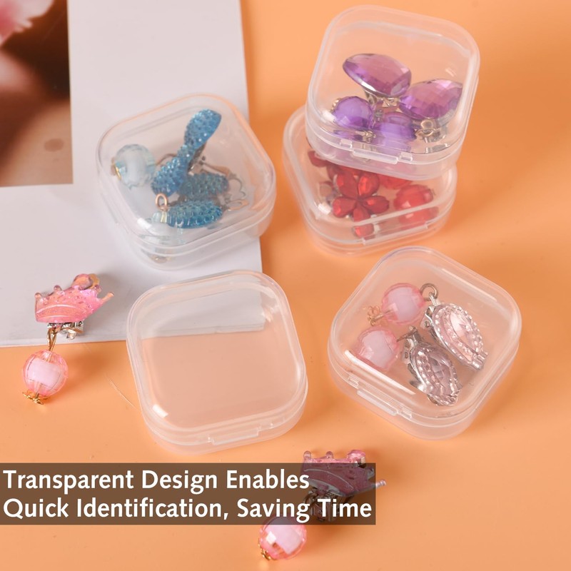 Luxiremi Small Square Clear Plastic Organizer Boxes,6pcs Mini Clear Plastic