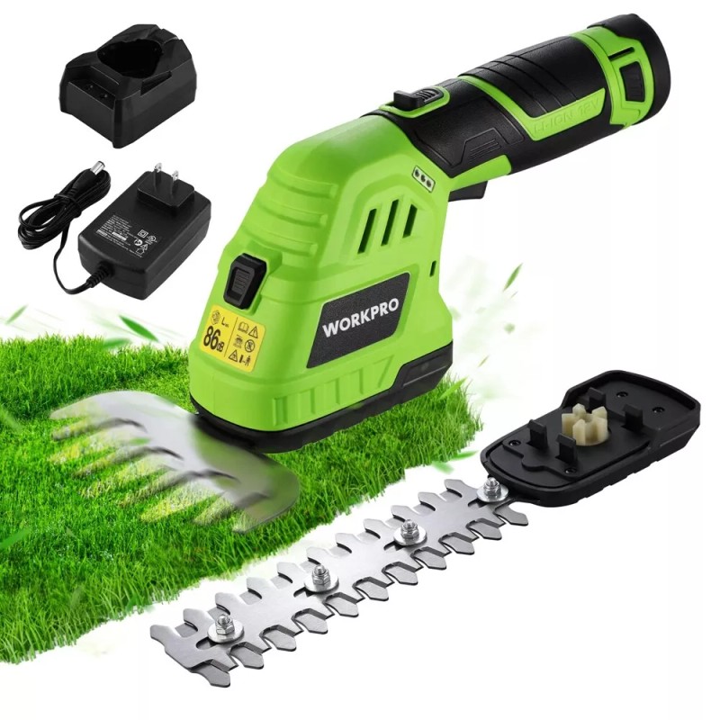 WORKPRO 12V 2-in-1 Cordless Grass Shear Shrubbery Trimmer Handheld Hedge