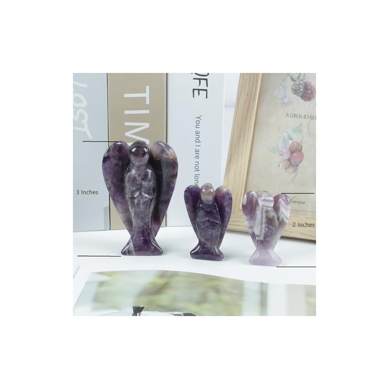 Lovionus89 Natural Amethyst Angel Statue, Hand Carved Stone Healing Crystal
