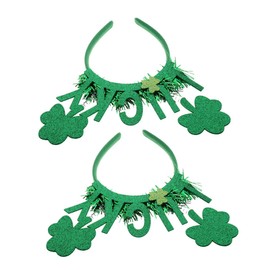 Healeved 2pcs St Patrick's Day Headband for Women Lightweight Shamrock Hair Accessories Comfortable Fit Party Headwear Cute Design for Festival Celebrations and Photo Props