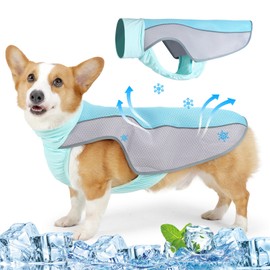 Dog Cooling Vest, Upgraded Dog Harness Cooler Jacket, Elasticity Breathable Lightweight Cool Pet Vest for Small Large Dogs (Blue, L)