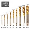 Bestgle 9Pcs Machine Screw Tap Set Titanium Spiral Flute Drill
