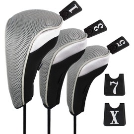 Andux Golf 460cc Driver Fairway Wood Club Head Covers 3pcs/Set Black/Grey