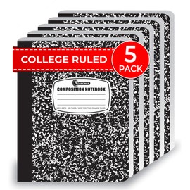 Rosmonde 5 Pack Composition Notebooks College Ruled, 200 No Bleed Pages (100 Sheets) 9-3/4x7-1/2 Notebooks for Work, Back to School Supplies for College Students, Notebooks for Women, Colors May Repeat