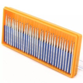 JINGLING 30Pcs Diamond Grinding Bits 1.5 mm Spherical Head Ball Burrs Carving Stone Tools - 3mm (1/8 inch)