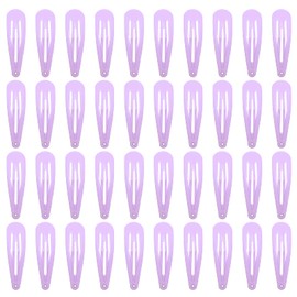 40 Counts Colorful Metal Snap Hair Clips 2 Inch Barrettes for Women Accessories (light purple)