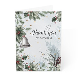 J&J'S TOYSCAPE Thank You for Marrying Us Card, 7x5 Inch Card with Envelope, Winter Wedding Officiant Gratitude Card, Pastor Appreciation, Card from Newlywed Couple (Winter)