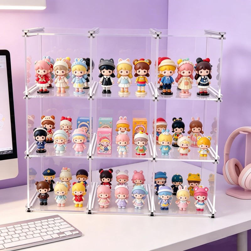 Open-Front Acrylic Desktop Display Case with Sturdy Aluminum Frame, Easy-Access
