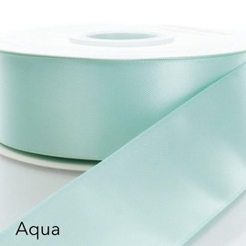 Satin Ribbon 50 yards Single Face Ribbon 1.5”:_Aqua