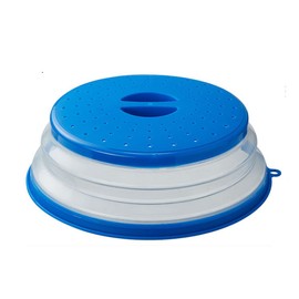 Collapsible Microwave Splatter Cover For Food With Silicone Mats, 10.5 Inch, Dishwasher-safe, Microwave Plate Cover With Steam Vent，BPA-Free Silicone & Plastic (1 PCS,blue)