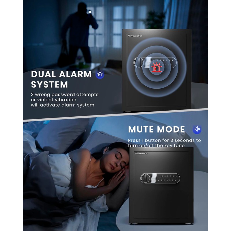 Safe Box, Home Safe with Key & Fireproof Waterproof Bag,