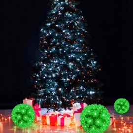 MULTI-SPARKING Christmas Lights Ball 5.5" Outdoor Hanging Sphere Lights 50 LED Orb Light Green Starlight Sphere Lights for Tree Porch Bedroom Christmas Decorations