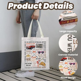 Joalpysm Canvas Tote Bag for Singer Fans, Singer Album Canvas Tote Bag Song Lyrics Tote Bag for Women, Taylor Large Tote Bag, Music Canvas Tote, Music Lovers Gift, Shopping Bag Shoulder Bag