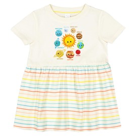 inktastic Cute Planets, Solar System, Space, Cosmos, Galaxy Infant Dress 18 Months Natural with Stripes 35a52