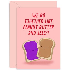 Old English Co. Funny Wedding Anniversary Card for Men Women - 'Like Peanut Butter and Jelly' - Humorous Valentine's Day Card for Husband, Wife, Girlfriend, Boyfriend | Blank Inside with Envelope