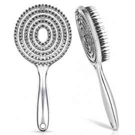 Cepillo para Cabello con Cerdas de Jabalí y Nylon, Cepillo Desenredante Anti Frizz para Mujer, Peine Profesional para Cabello Liso Rizado y Grueso,